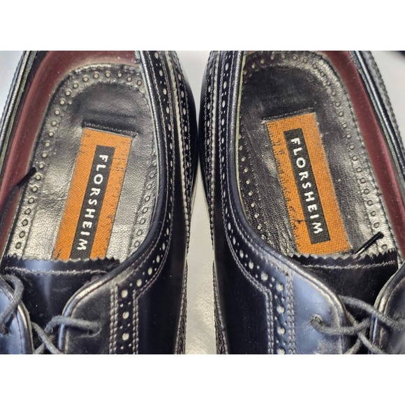 Florsheim Lexington Men's Shoes Size 12 D Black Leather Wingtip Dress 20381 - Picture 4 of 16